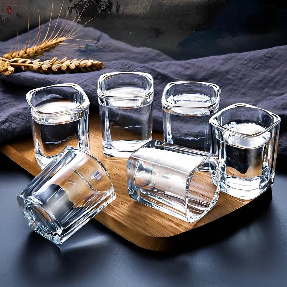 6 Copos de Whisky e Tequila Quadrados - Vidro Grosso Premium | Haustter