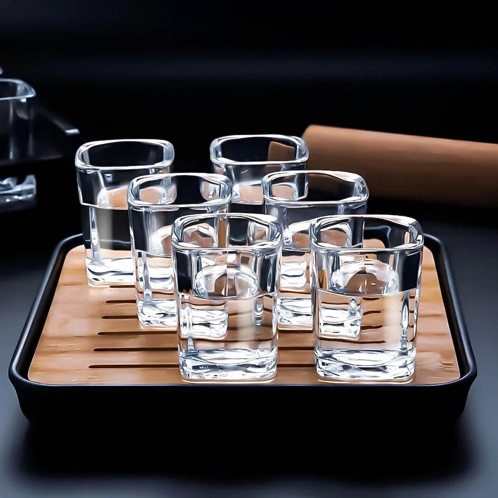 6 Copos de Whisky e Tequila Quadrados - Vidro Grosso Premium | Haustter