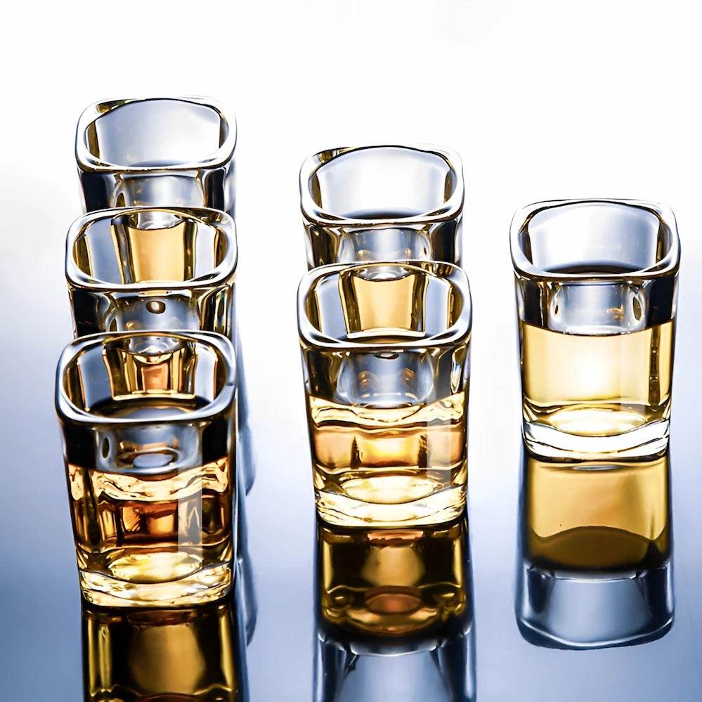 6 Copos de Whisky e Tequila Quadrados - Vidro Grosso Premium | Haustter