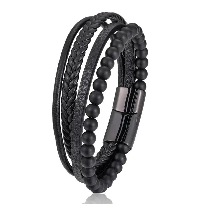 Pulseira Olho de Tigre - Couro e Aço