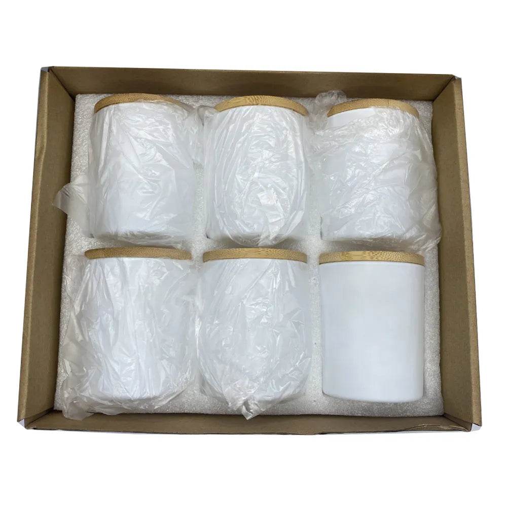 6 Potes para Velas com Tampas de Bambu, Potes de Vidro Grossos e Vazios para Fabricação de Velas Feitas à Mão, Artesanato DIY - Haustter