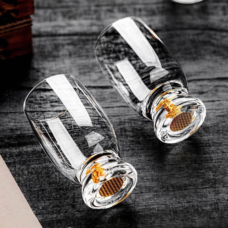 Taças de Cristal com Detalhes Dourados - Haustter