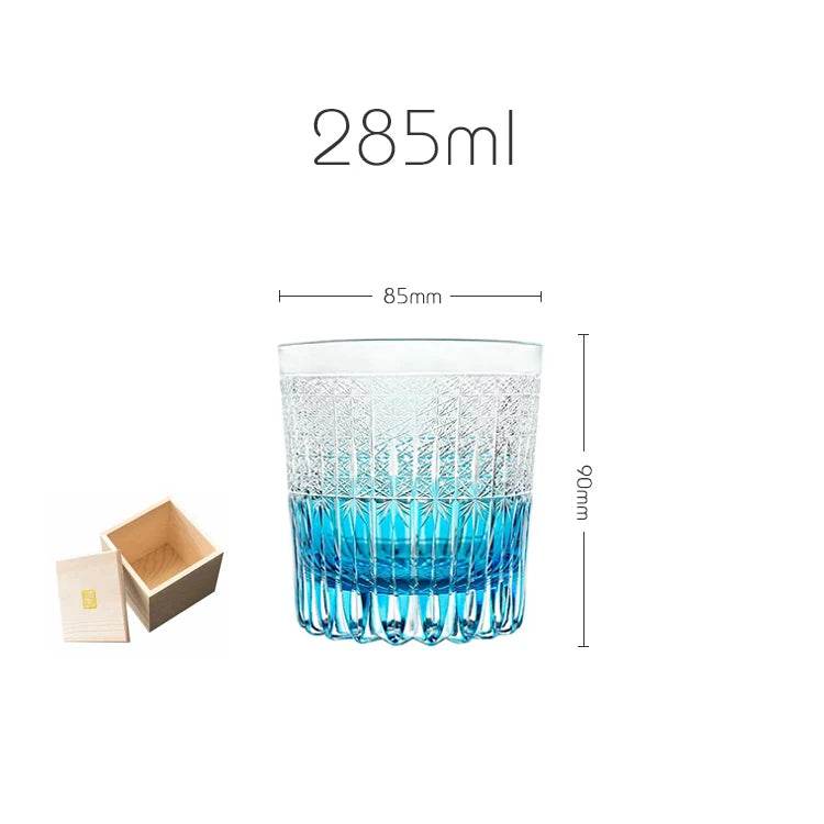 Copo de Whisky Japanese Edo Kiriko Stellar Pulse, Gravado à Mão, com Caixa de Madeira - Haustter