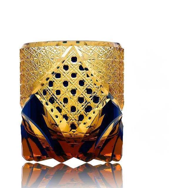Copo de Whisky Edo Kiriko com Cristais Âmbar - Haustter