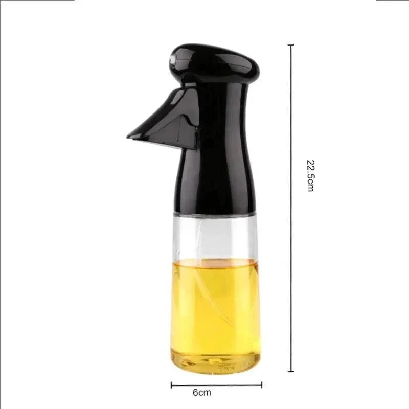 Garrafa de Óleo de Cozinha em Spray Pneumático de 200ml para Salada Fitness, Churrasco e Cozinhar, Dispensador de Óleo em Spray, Cor Preta - Haustter