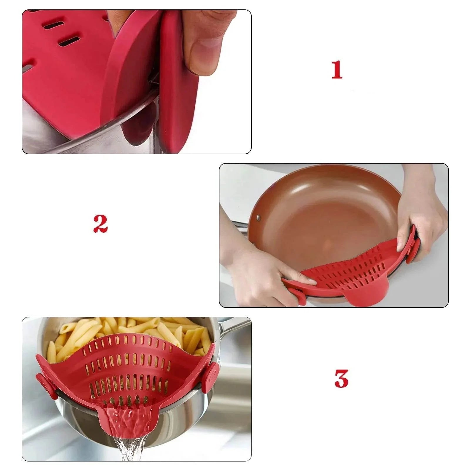 Escorredor Encaixável de Silicone com Clip para Panelas e Bowls - Haustter