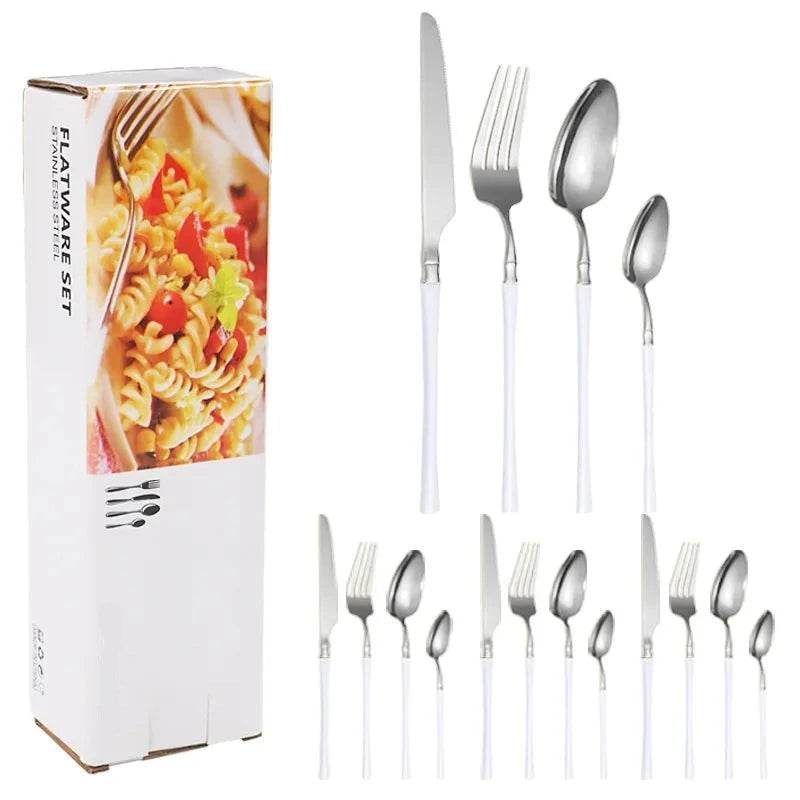 16 Talheres de Aço Inoxidável Harmonia Inox com Cabo Cores, Conjunto - Haustter