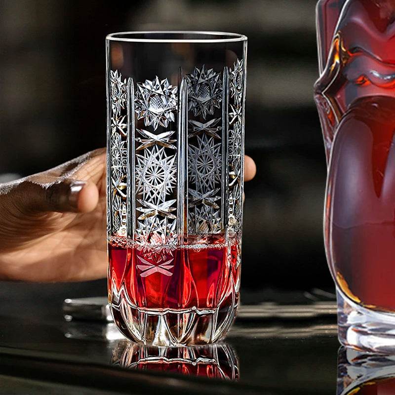 Copo de Vidro Lapidado 340ml para Suco e Coquetéis - Haustter