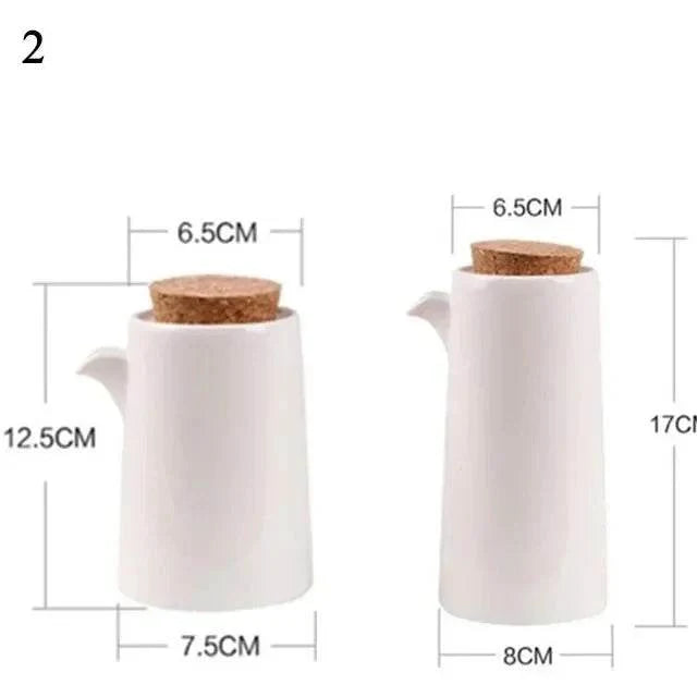 Conjunto de Potes de Cerâmica para Óleo, Vinagre e Molho de Soja - Haustter