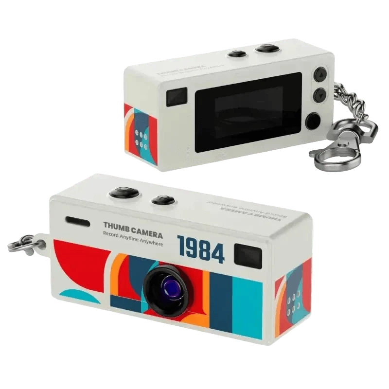Mini Câmera Vintage 1984 – Chaveiro Retro