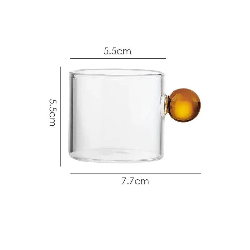 Copo para Espresso em Vidro Borossilicato com Alça Esfera 100ml