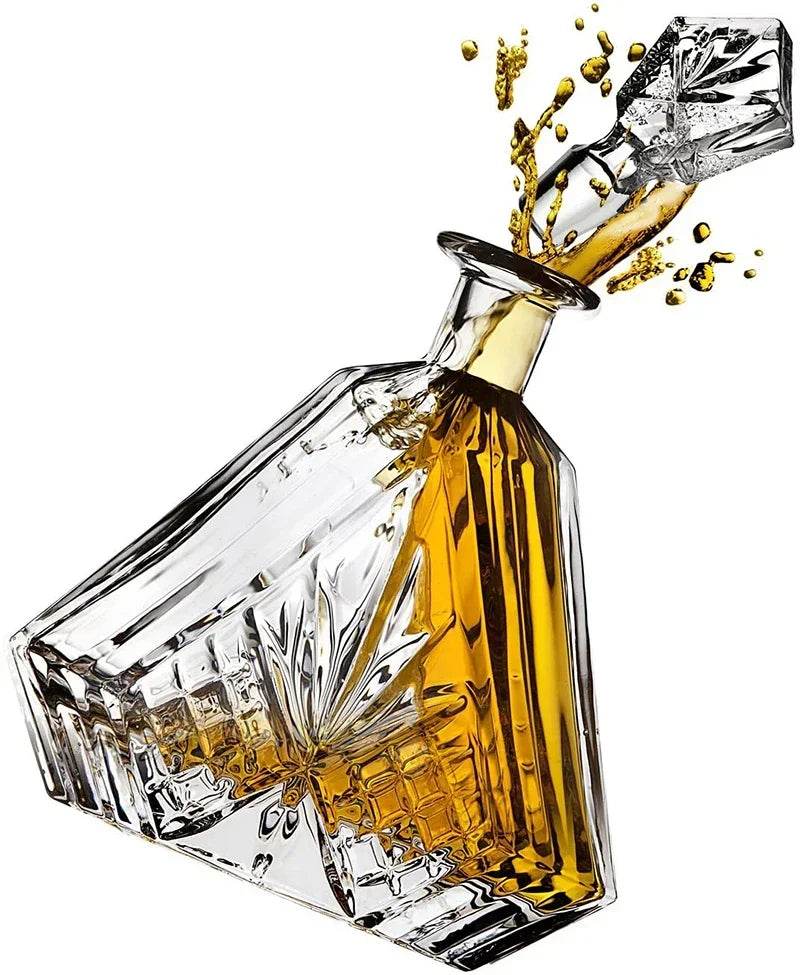 Decantador de Whiskey de Vidro, Estilo Prisma Triangular de Luxo Maestoso, para Licor, Scotch e Bourbon - Haustter