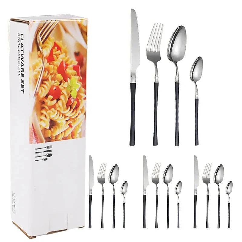 16 Talheres de Aço Inoxidável Harmonia Inox com Cabo Cores, Conjunto - Haustter