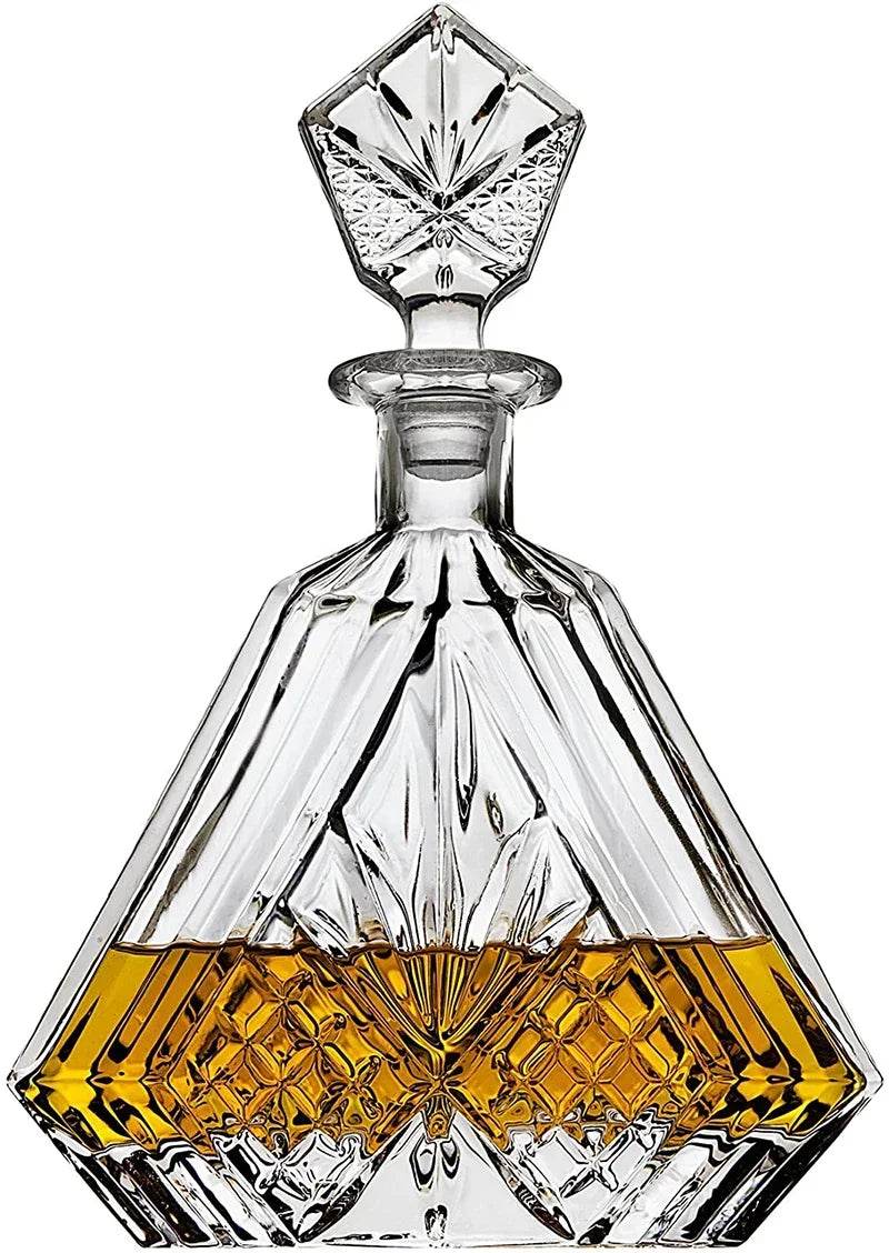 Decantador de Whiskey de Vidro, Estilo Prisma Triangular de Luxo Maestoso, para Licor, Scotch e Bourbon - Haustter