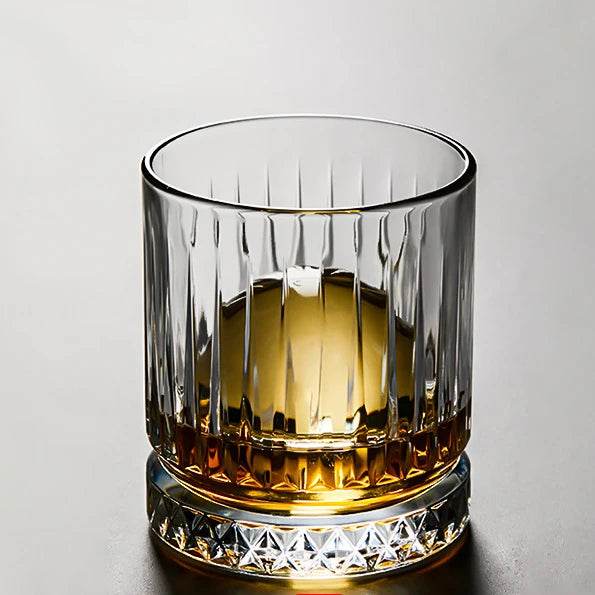 Copo de Whiskey de Vidro Transparente, Listras Verticais, 230ml - Haustter