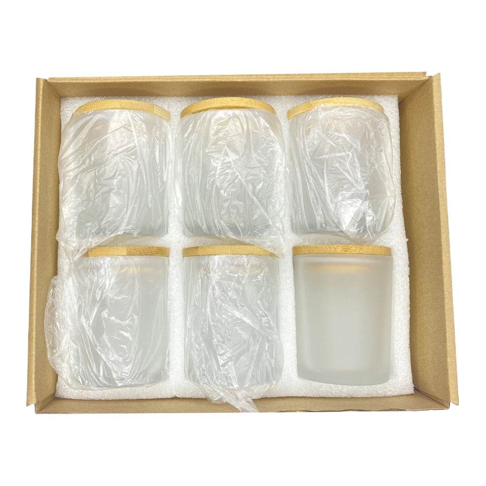 6 Potes para Velas com Tampas de Bambu, Potes de Vidro Grossos e Vazios para Fabricação de Velas Feitas à Mão, Artesanato DIY - Haustter