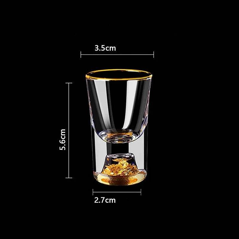 Copo Luxuoso com Pepita Dourada para Vodka, Sake, Shochu, Bar, Xícara de Licores, Presentes de Alto Padrão, Bebidas Fortes - Haustter