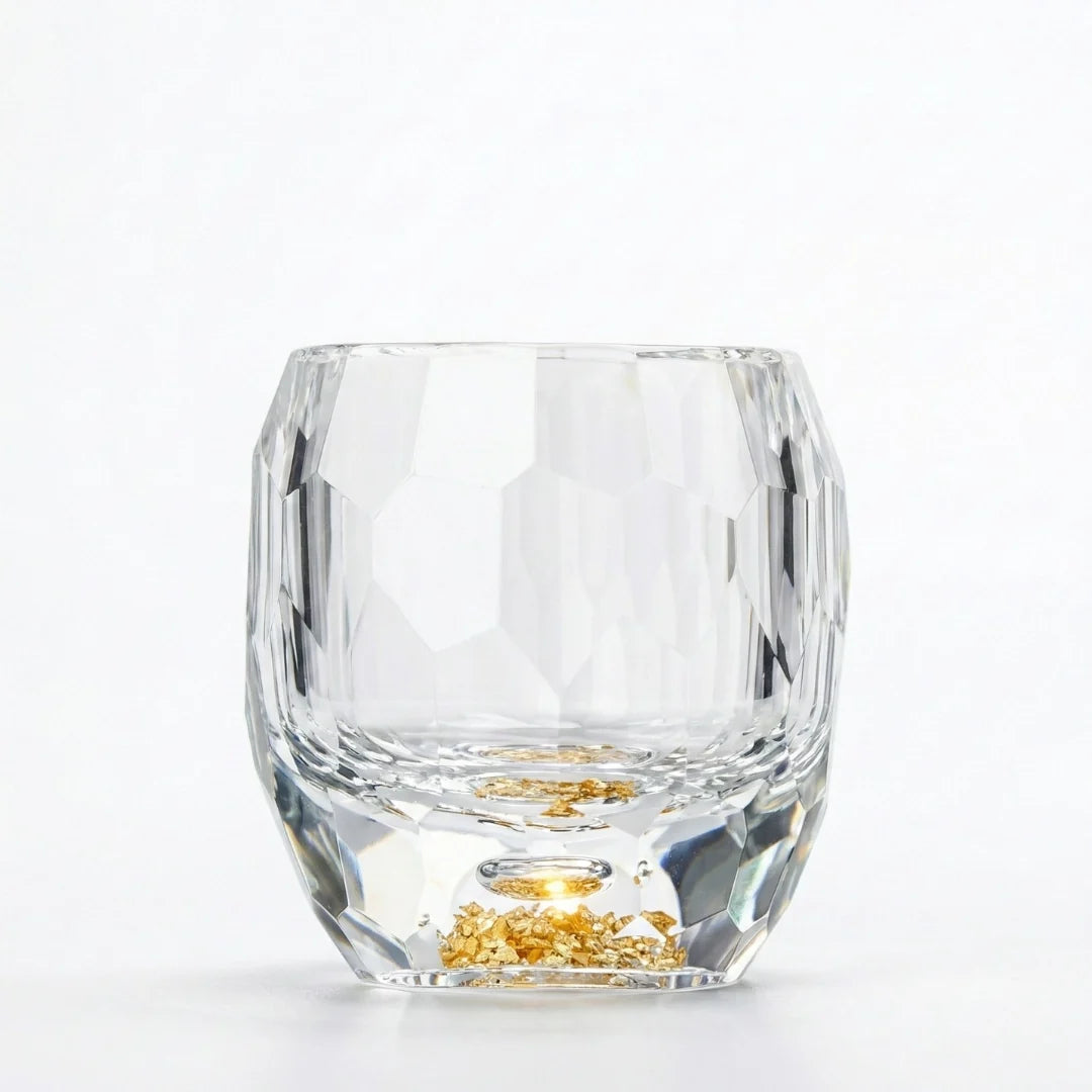 Copo Barril Diamante Luxo com Fragmentos Dourados 60ml