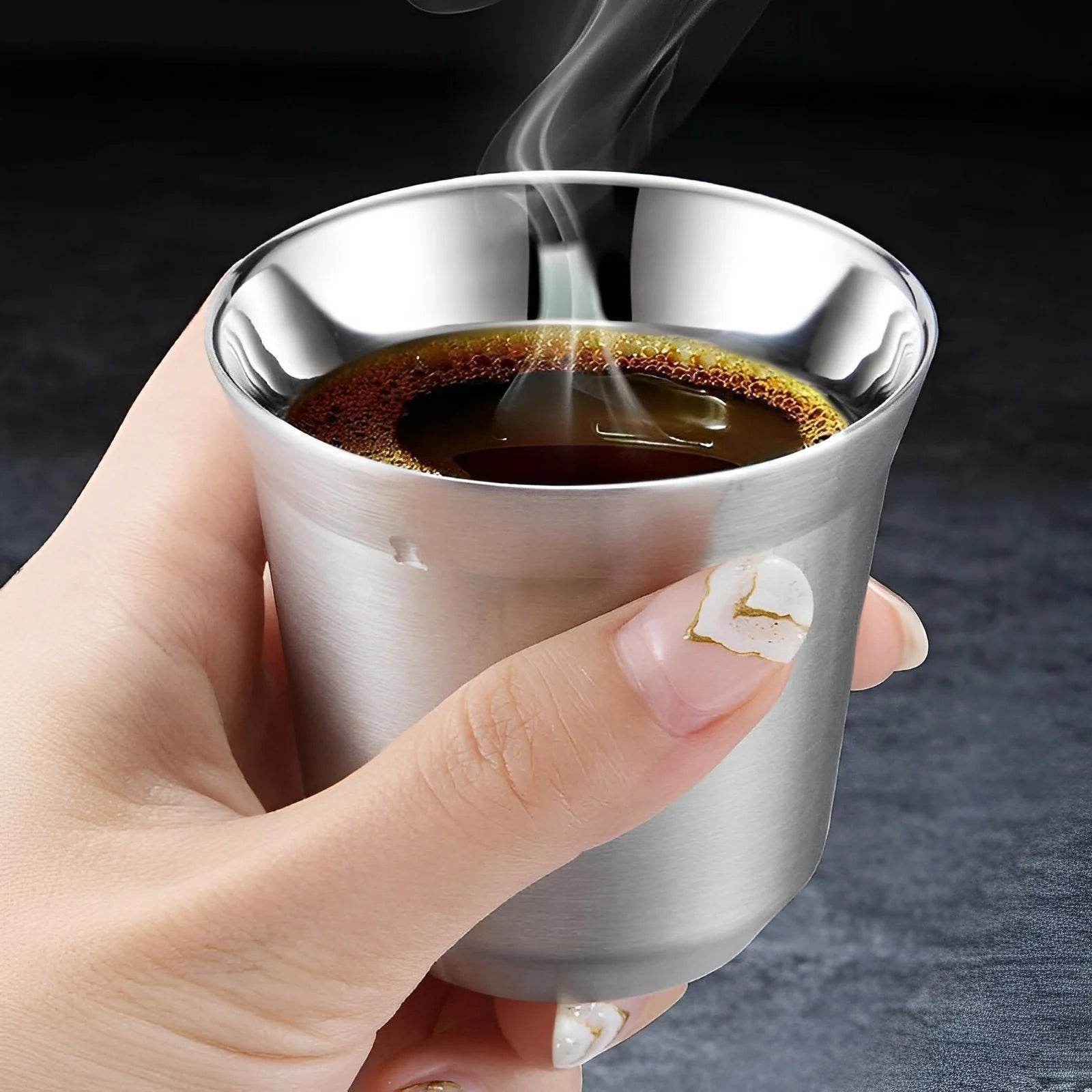 Copo de Café de Aço Inoxidável de Parede Dupla - Haustter