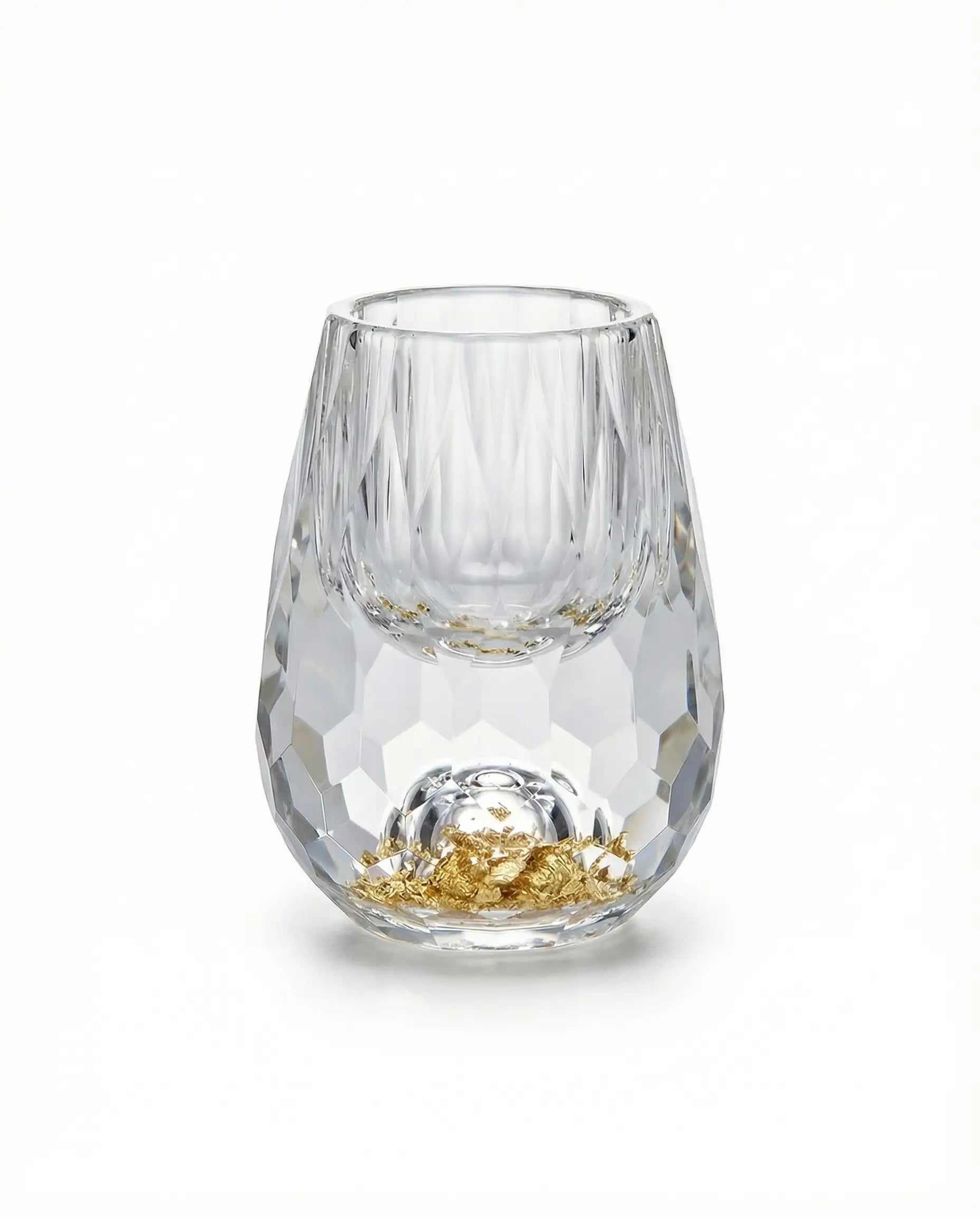 Copo Diamante Luxo com Fundo Duplo e Lascas Douradas para Baijiu, Licor, Cachaça, Tequila e Shots | Haustter