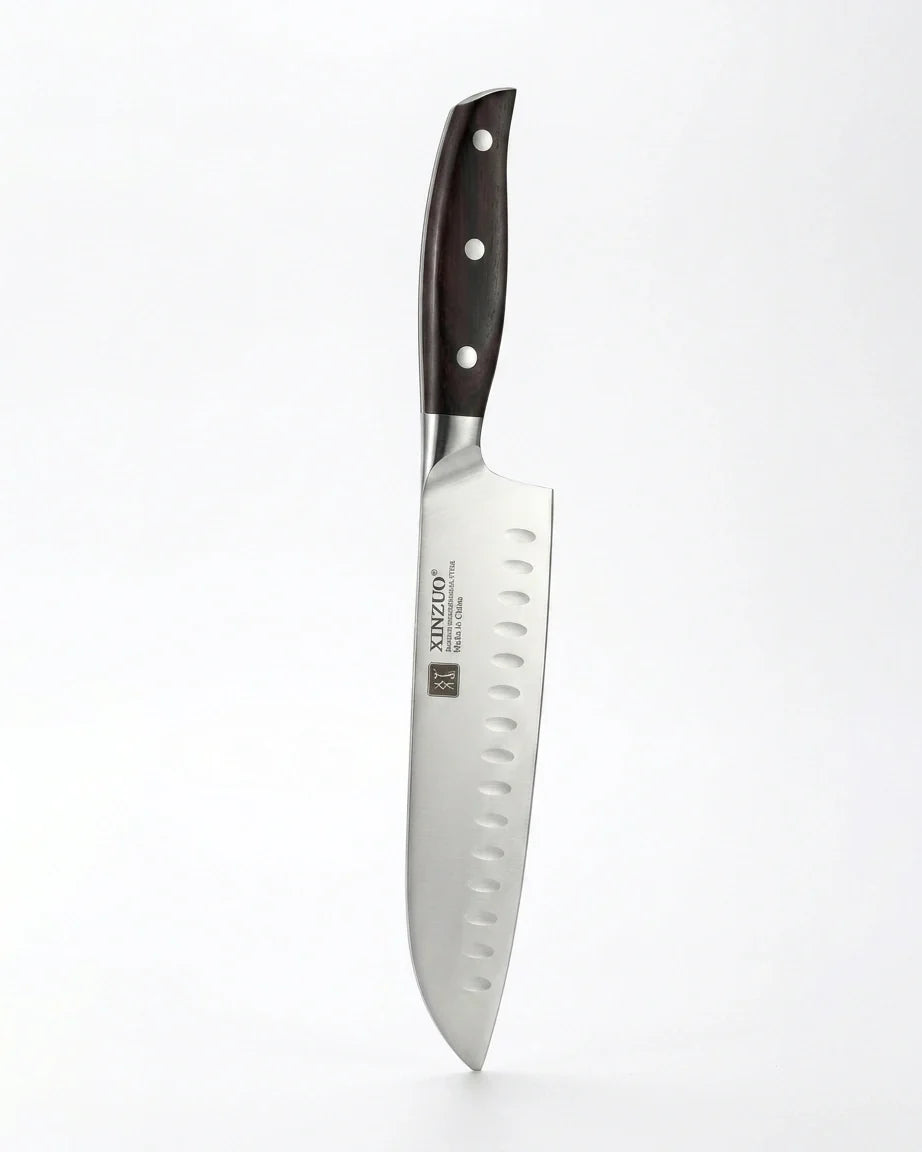 Faca Santoku 7" em Aço Inox com Cabo de Sândalo Vermelho