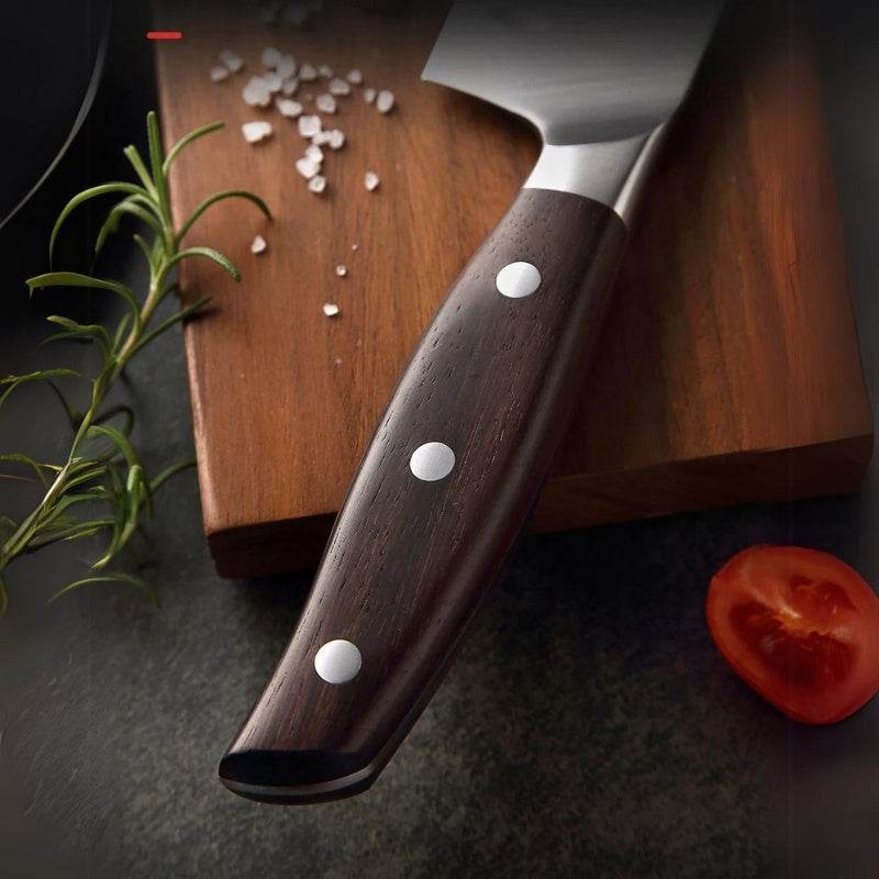 Faca Santoku 7" em Aço Inox com Cabo de Sândalo Vermelho