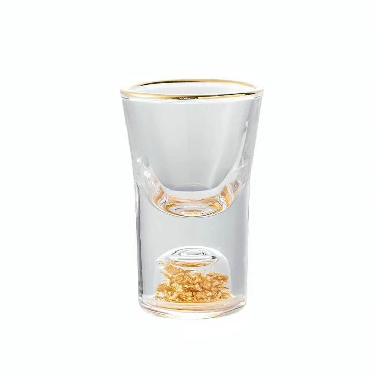 Mini Copos de Shot de Saque e Licor com Borda Dourada e Folhas Reluzentes - Haustter