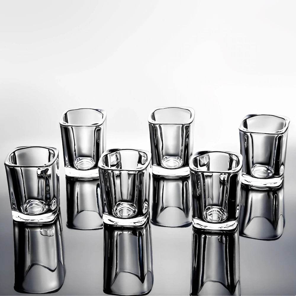 6 Copos de Whisky e Tequila Quadrados - Vidro Grosso Premium | Haustter
