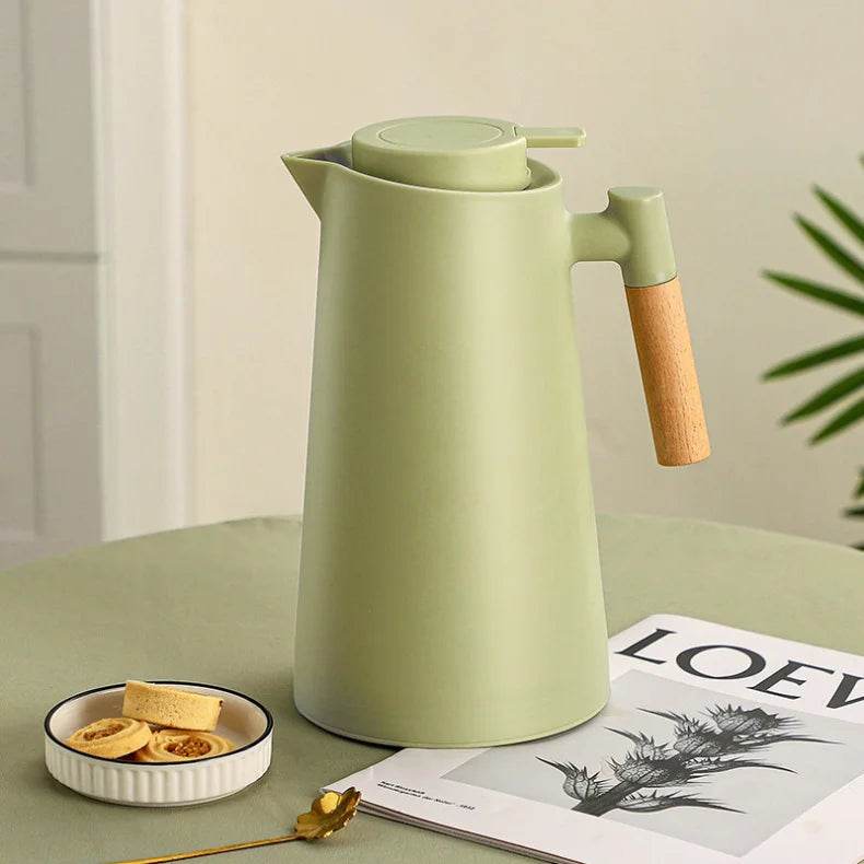 Garrafa Térmica Nórdica com Cabo de Madeira para Café e Chá - 1L - Haustter