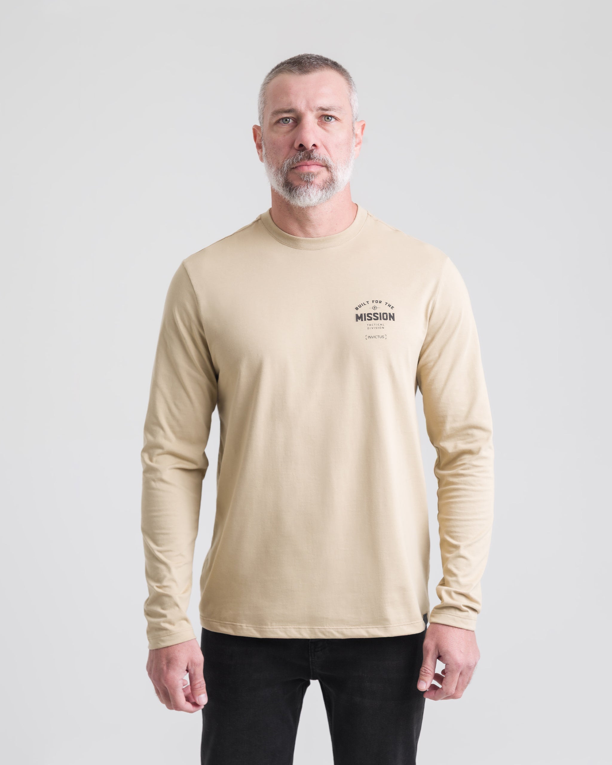 Camiseta Concept On Mission Manga Longa Masculina - Cáqui