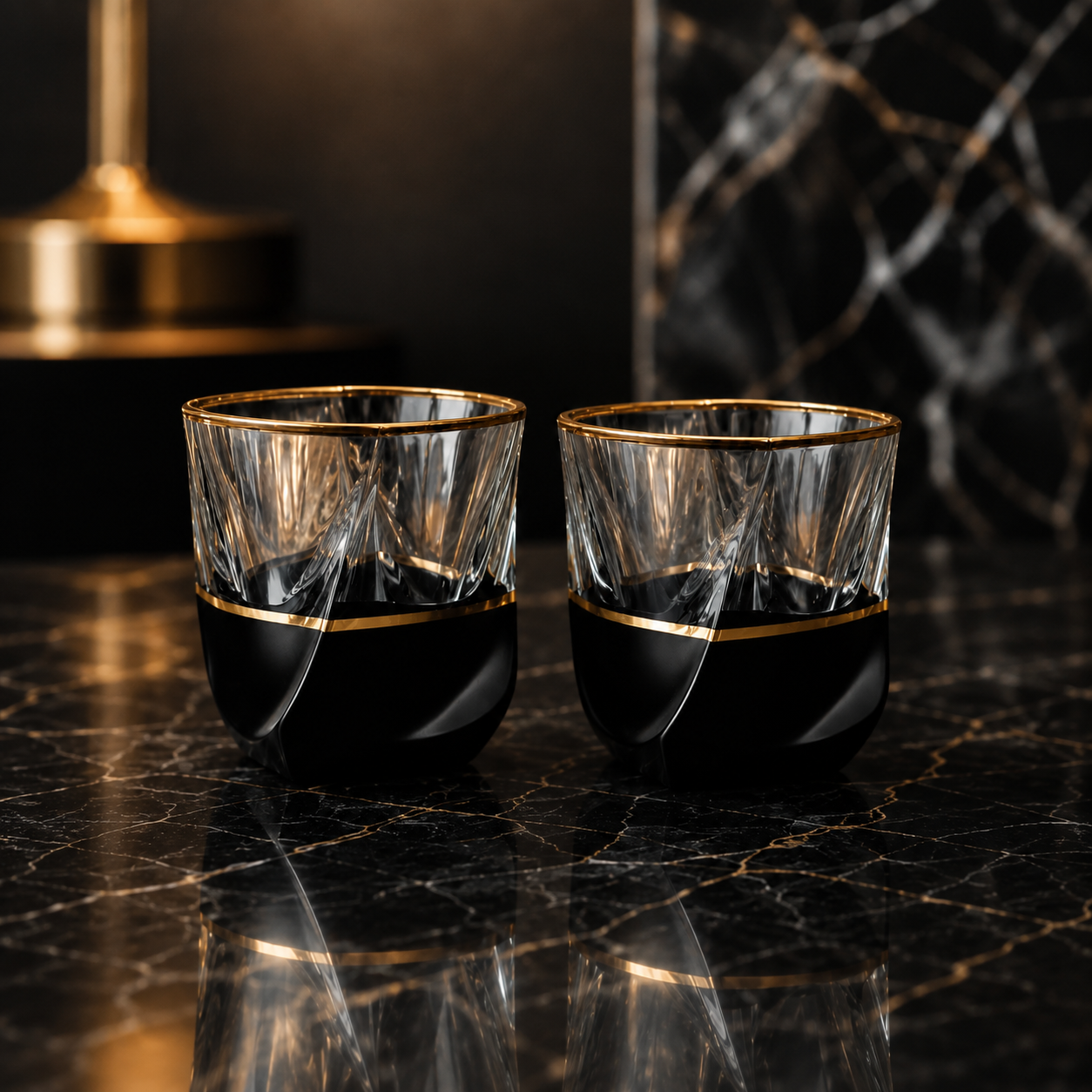 Kit de Copos Ônix Dourado 300ml