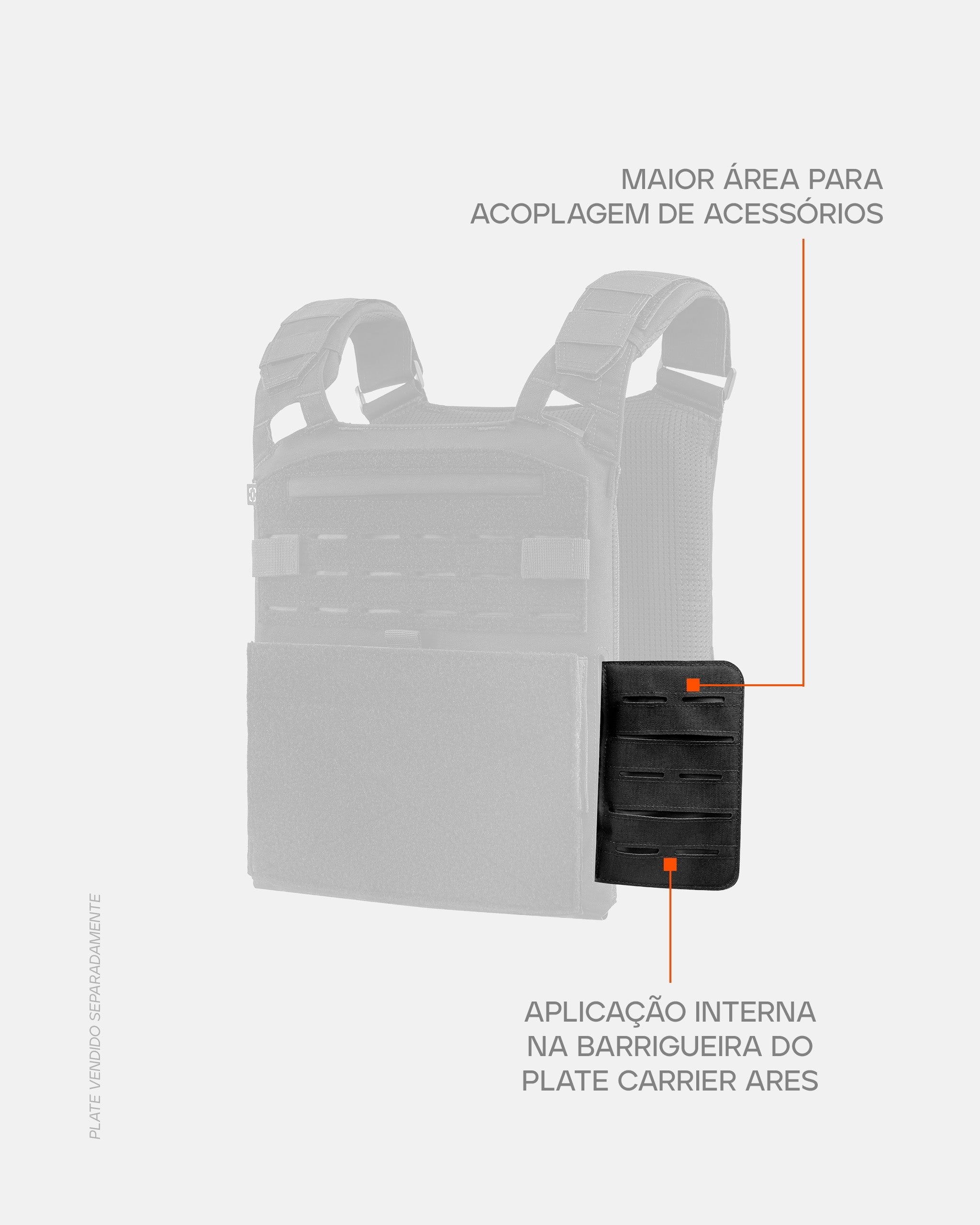 Painel Lateral Interno para Plate Carrier Ares - Preto
