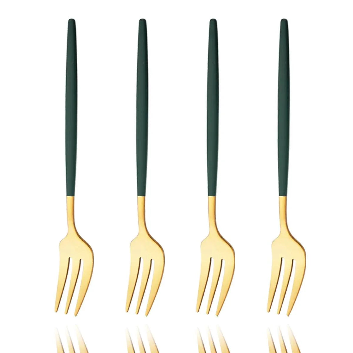 4 Garfos Dourados para Sobremesa Color Duo, Conjunto - Haustter