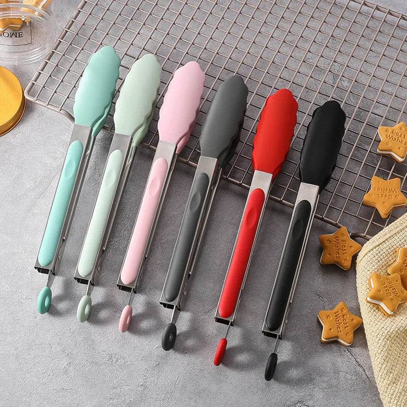 Pegador para Alimentos em Aço Inoxidável e Silicone, Acessório de Cozinha para Churrasco, Bife e Pão, Ideal para Jantares - Haustter