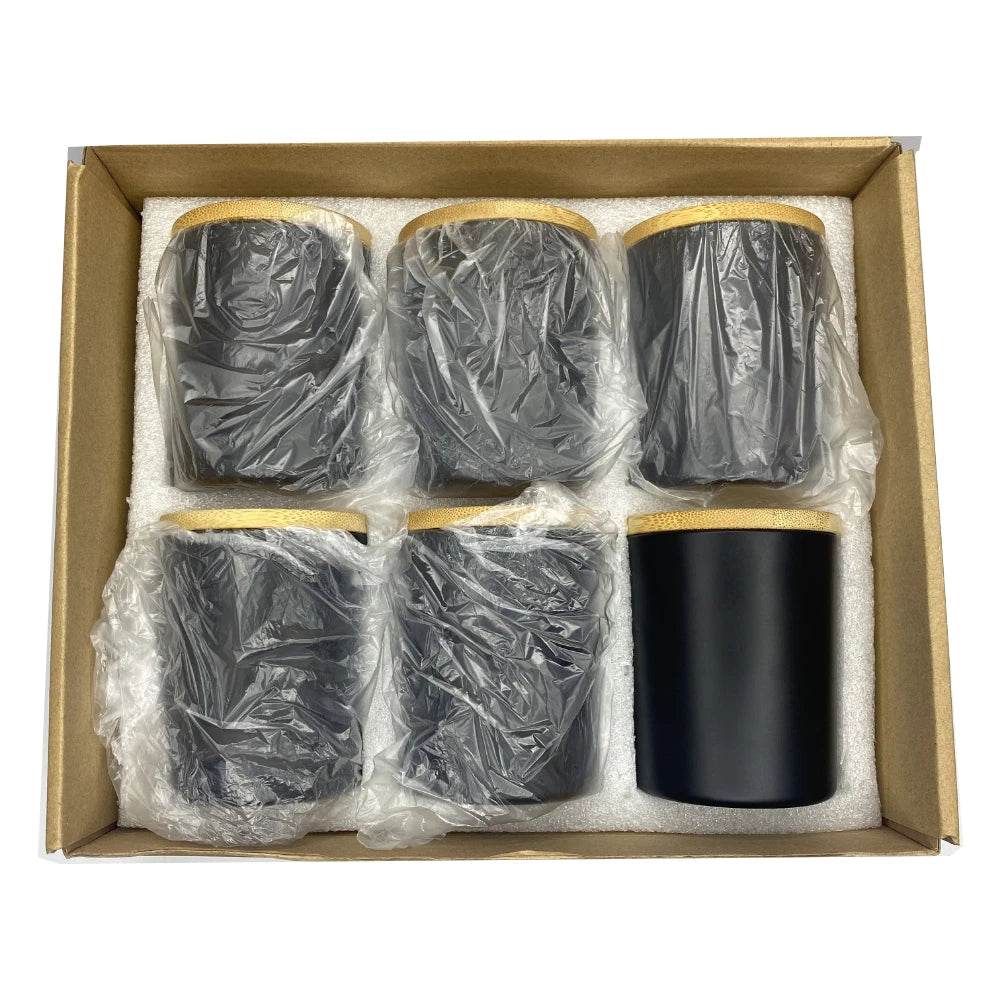 6 Potes para Velas com Tampas de Bambu, Potes de Vidro Grossos e Vazios para Fabricação de Velas Feitas à Mão, Artesanato DIY - Haustter