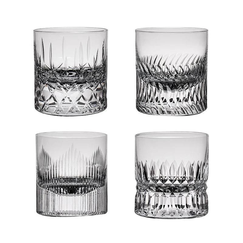 Copo de Whiskey com Entalhe Artesanal de Alto Brilho e Fundo Espesso - Haustter