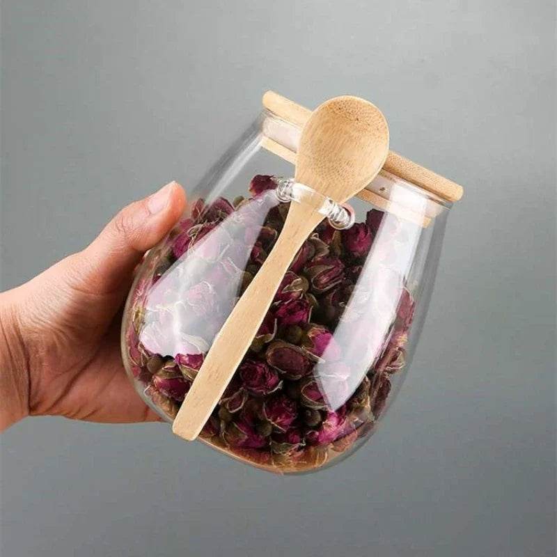 Potes de Vidro Selados + Colher de Bambu para Alimentos Nobres | Haustter