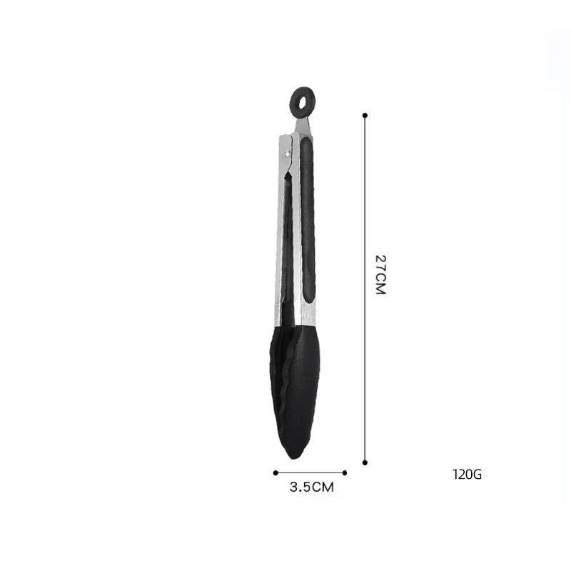 Pegador para Alimentos em Aço Inoxidável e Silicone, Acessório de Cozinha para Churrasco, Bife e Pão, Ideal para Jantares - Haustter