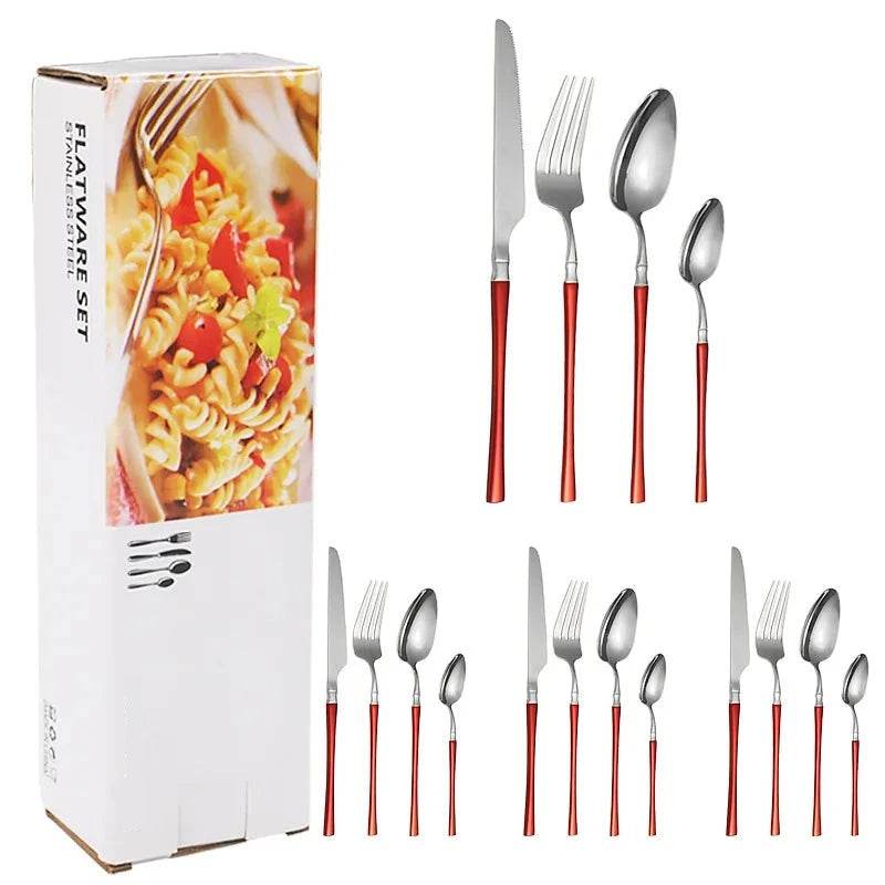 16 Talheres de Aço Inoxidável Harmonia Inox com Cabo Cores, Conjunto - Haustter