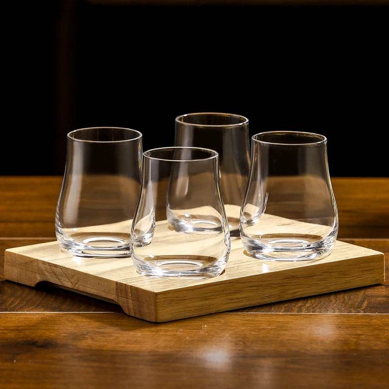 Copos de Whisky Ovalados com Bandeja de Madeira - Haustter