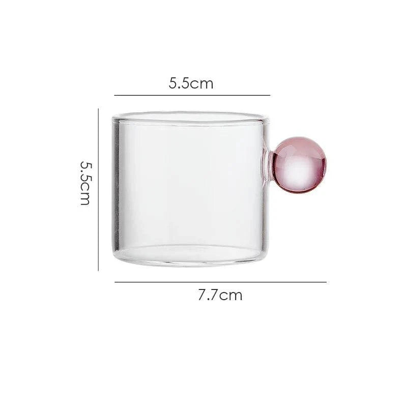 Copo para Espresso em Vidro Borossilicato com Alça Esfera 100ml