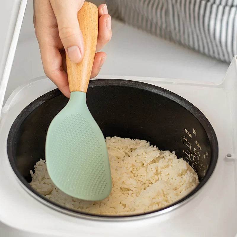 Colher de Silicone para Arroz com Cabo de Madeira para Panelas Antiaderentes | Haustter