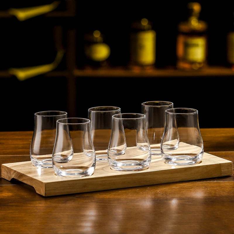 Copos de Whisky Ovalados com Bandeja de Madeira - Haustter