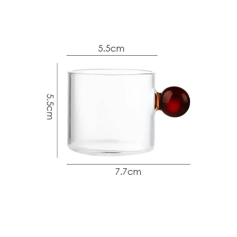 Copo para Espresso em Vidro Borossilicato com Alça Esfera 100ml