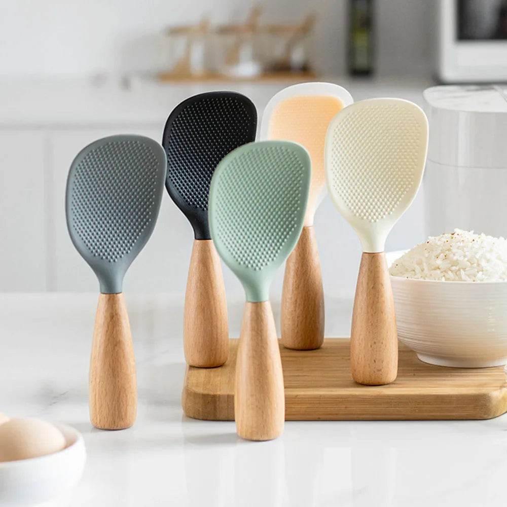 Colher de Silicone para Arroz com Cabo de Madeira para Panelas Antiaderentes | Haustter
