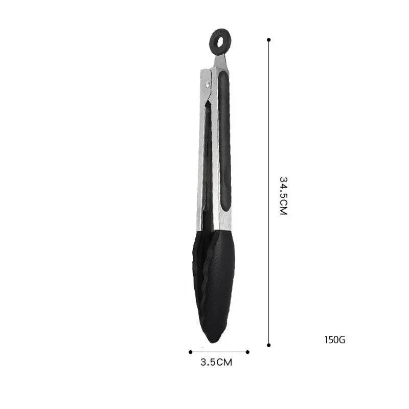 Pegador para Alimentos em Aço Inoxidável e Silicone, Acessório de Cozinha para Churrasco, Bife e Pão, Ideal para Jantares - Haustter