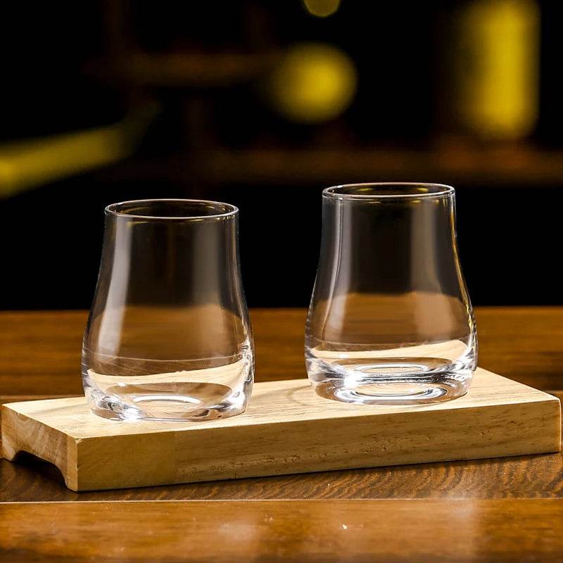 Copos de Whisky Ovalados com Bandeja de Madeira - Haustter
