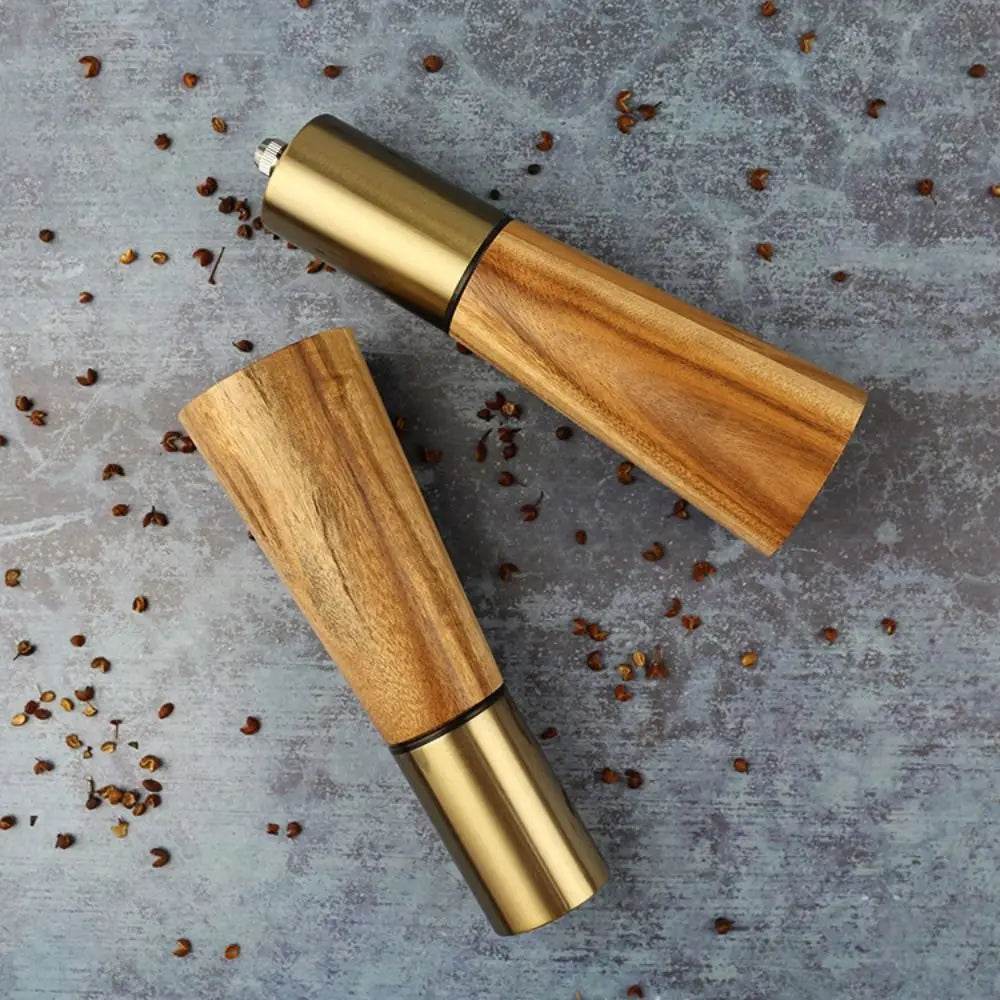 Moedor de Pimenta e Dispenser de Sal em Acácia e Inox