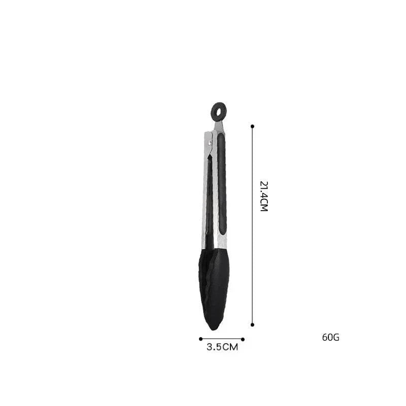 Pegador para Alimentos em Aço Inoxidável e Silicone, Acessório de Cozinha para Churrasco, Bife e Pão, Ideal para Jantares - Haustter