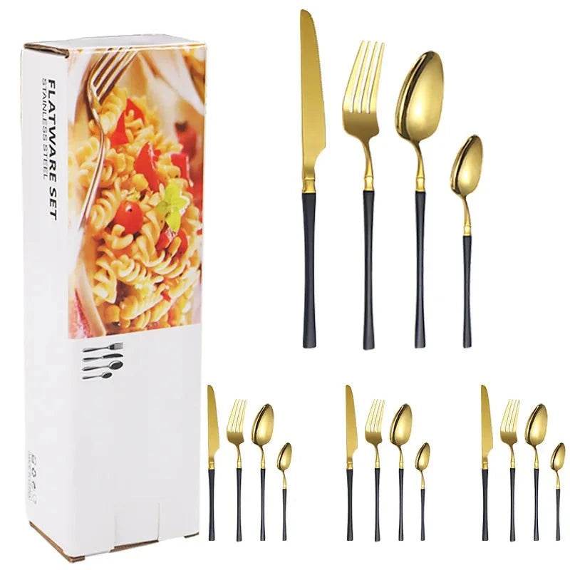 16 Talheres de Aço Inoxidável Harmonia Inox com Cabo Cores, Conjunto - Haustter